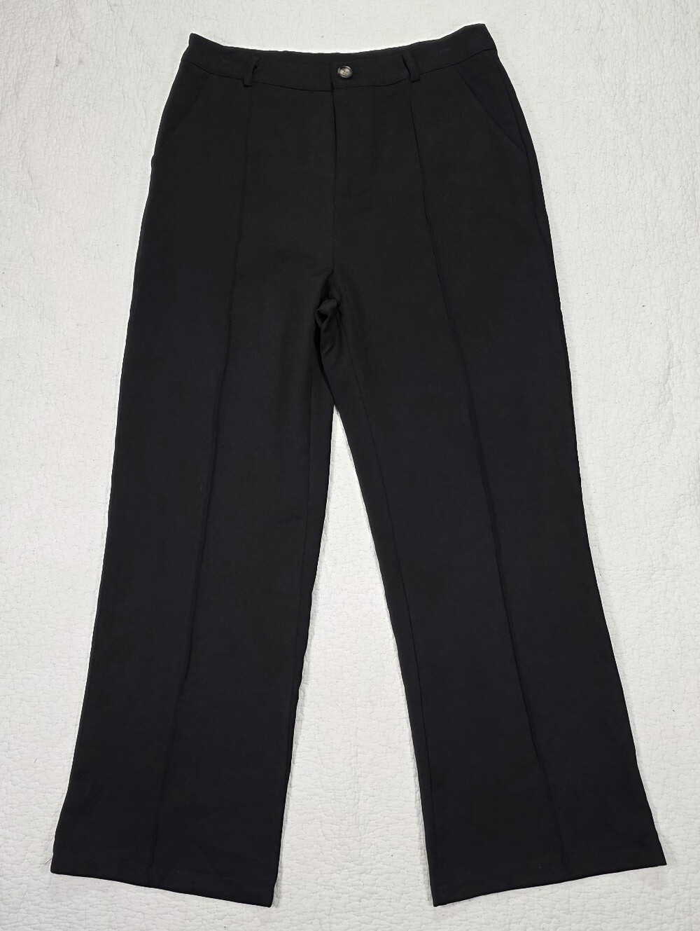 Shein Black Straight-Leg Trauser Dress Pants